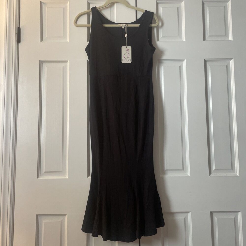 Kimi & Kai Edrei Maternity Mermaid Maxi Dress Black Sleeveless NWT Size
